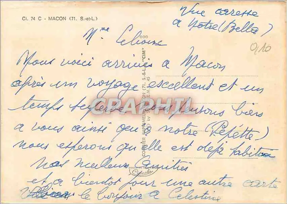 Macon — vinhedos, monumentos e vinhos — editor C. Léonard, n° 74 C - Verso