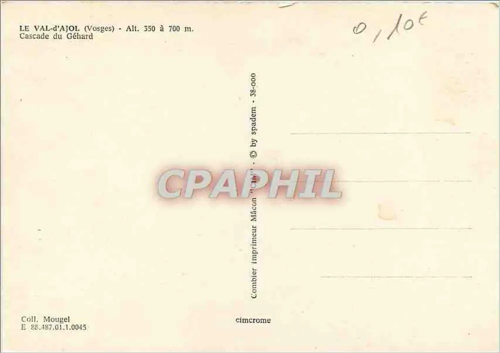 Cascade du Géhard — Le Val-d'Ajol (Vosges) — Compter Imprimeur Mâcon - 38-000 - Verso