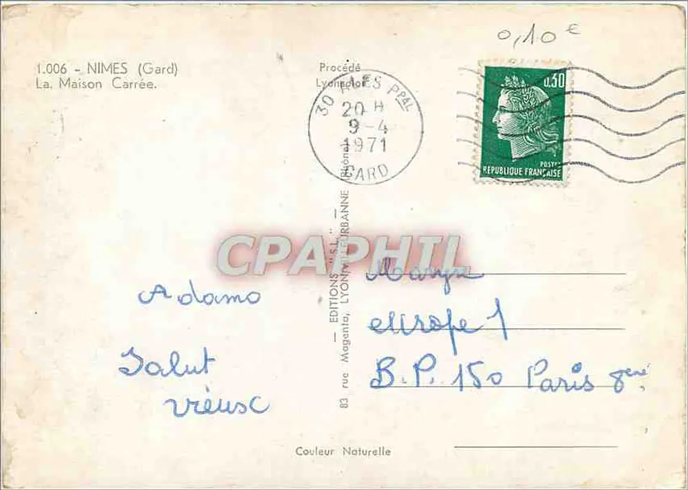 A Maison Carrée — Nîmes (Gard) — Éditions Lyon-Parbanne, n° 1.006 - Verso