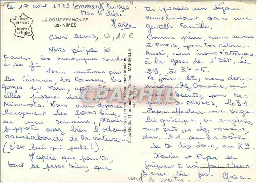 Nîmes — Arênes e Maison Carrée — Éditions de France - Verso