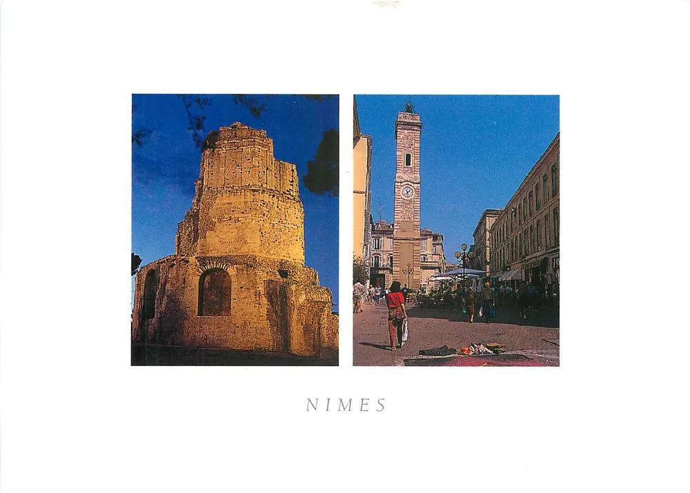 Nîmes — Ruínas e praça com relógio — Éditions Blanche - Frente