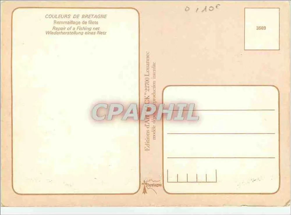 Reparação de uma rede de pesca — Cores da Bretanha — Éditions d'Art Latauannec n°3669 - Verso