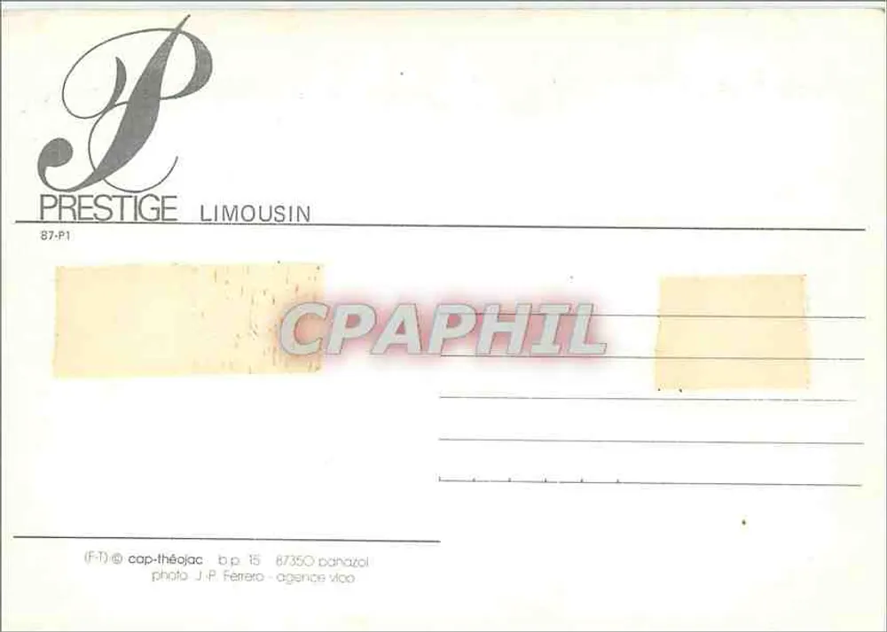 Retrato de um homem com chapéu de palha — editor Prestige Limousin, n° 87-P1 - Verso