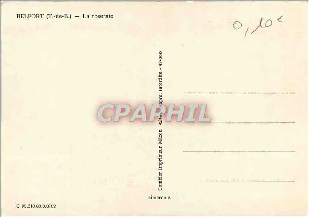 Belfort (T.-de-B.) — A rosaleda — Combier Imprimeur Mâcon - Verso