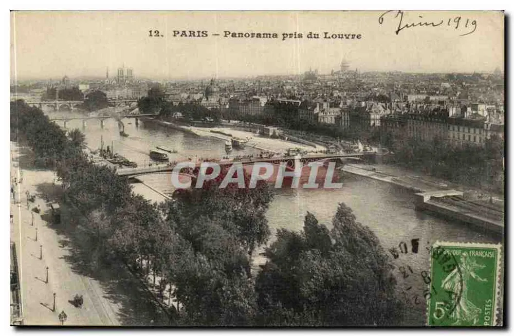 PARIS – Panorama tirado do Louvre — n°12, editor L.P.M. Paris - Frente