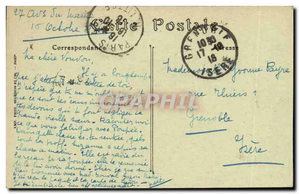 Paris — Das Militärdirigible « La Ville de Paris » fährt den Verlauf der Seine entlang und passiert die Eiffelturm, Aufnahme vom Trocadéro — ND. Phot. - Rückseite
