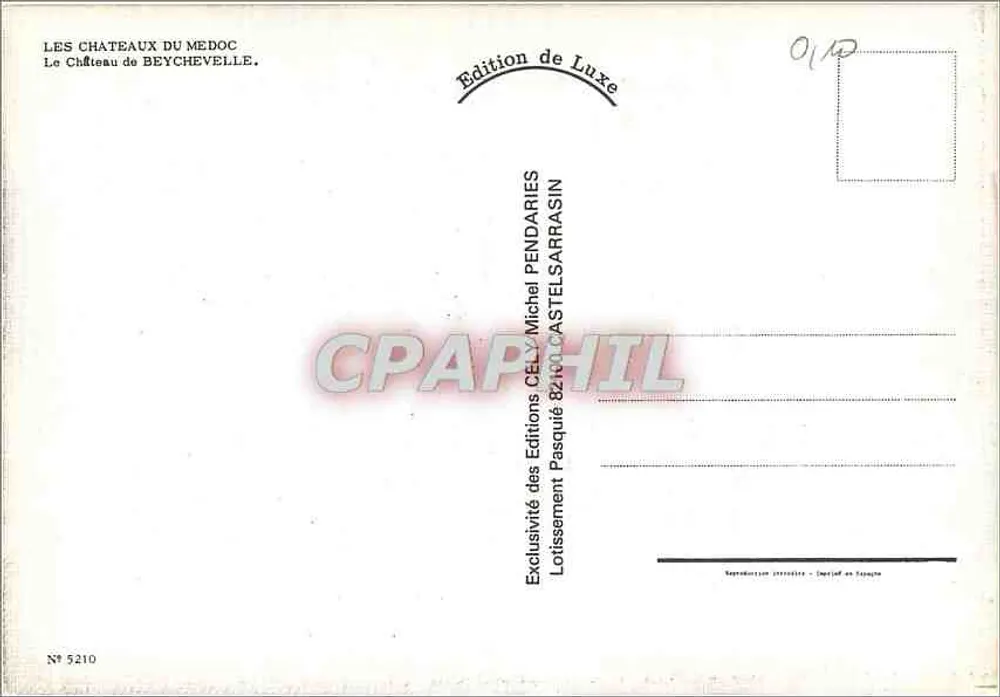 O Castelo de Beychevelle — Os Castelos do Médoc — Edição de Luxo, n° 5210 - Verso