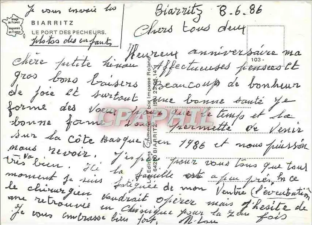 Biarritz — Le Port des Pêcheurs — Éditions Chauvand - Verso