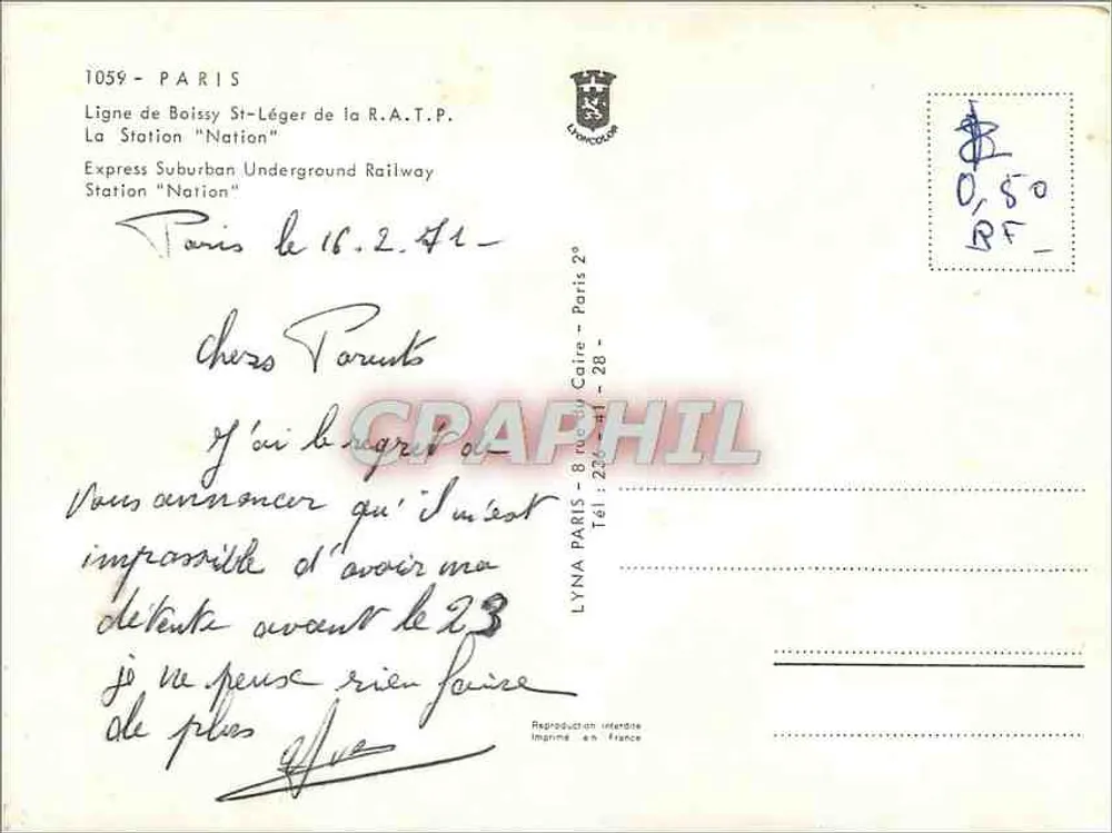 Station Nation — Paris — Verlag Lyna - Rückseite