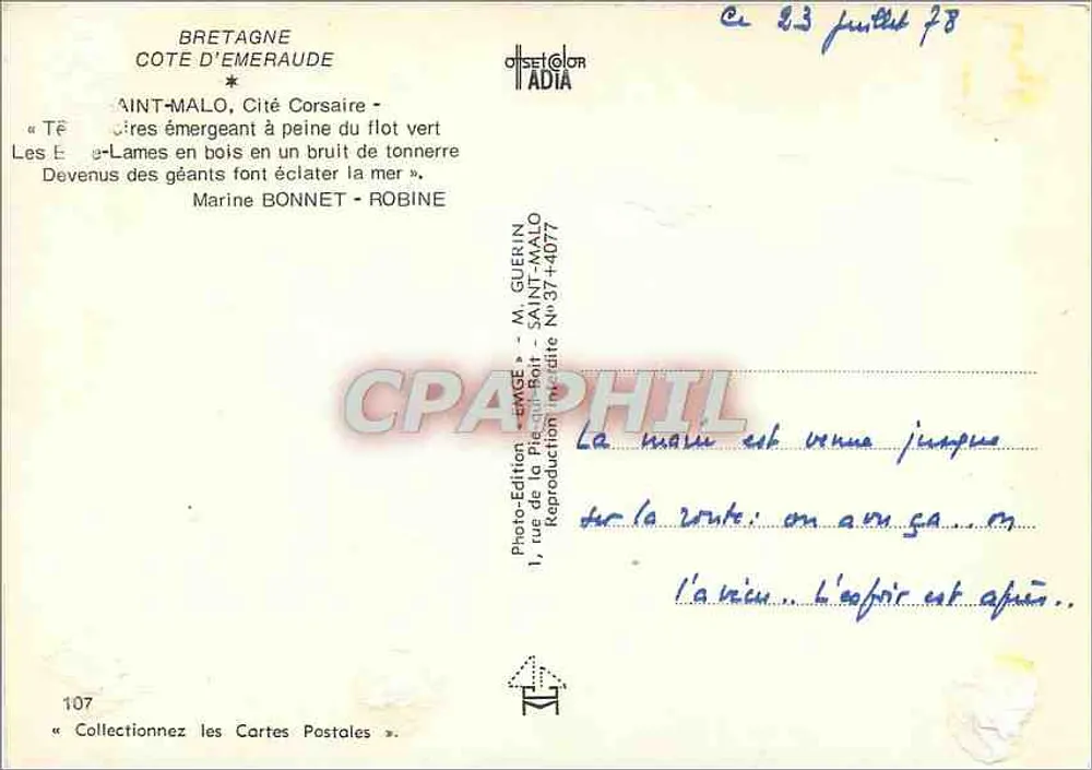 Saint-Malo — Küste der Smaragden — Verlag Emge - Rückseite