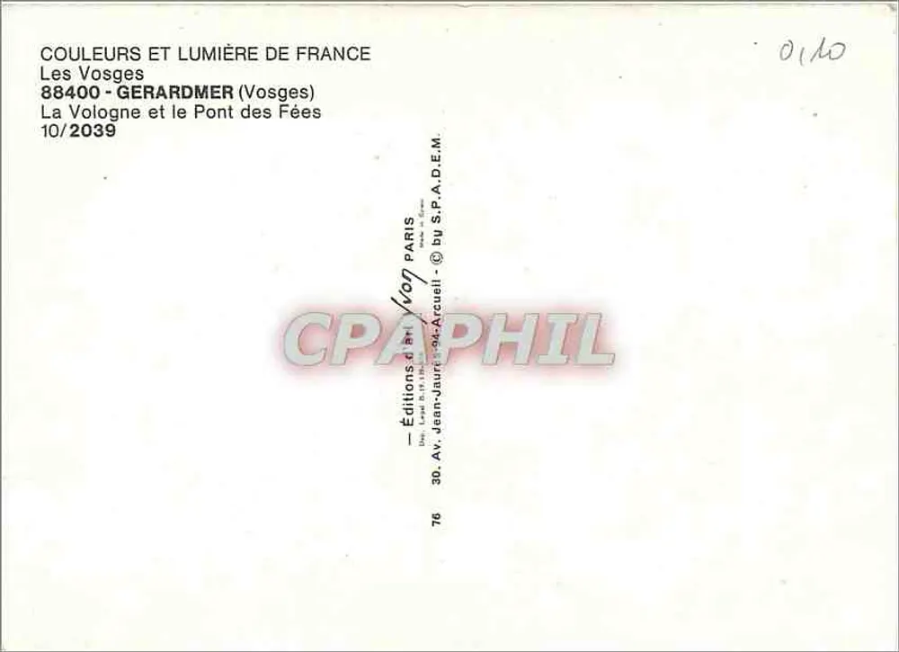 La Vologne und die Brücke der Feen — Die Vosges — Éditions Jean-Jaurès-34, Paris - Rückseite