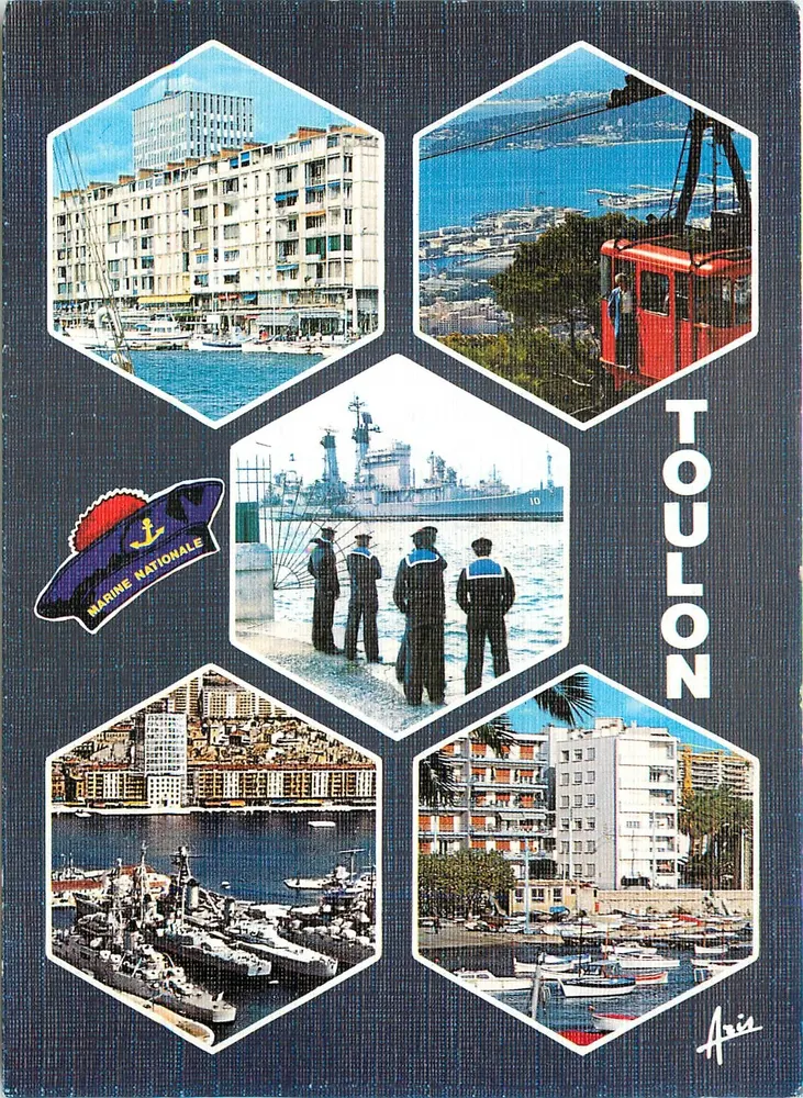 Toulon — vista panorâmica com a Marinha Nacional — Les Editions Aris, n° C 1116 - Frente