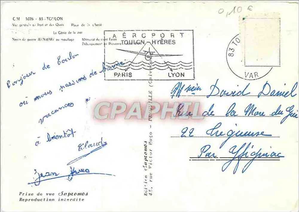 Toulon — vista geral do porto e dos cais — editor Sapzamos, n° C.M. 1026 - Verso