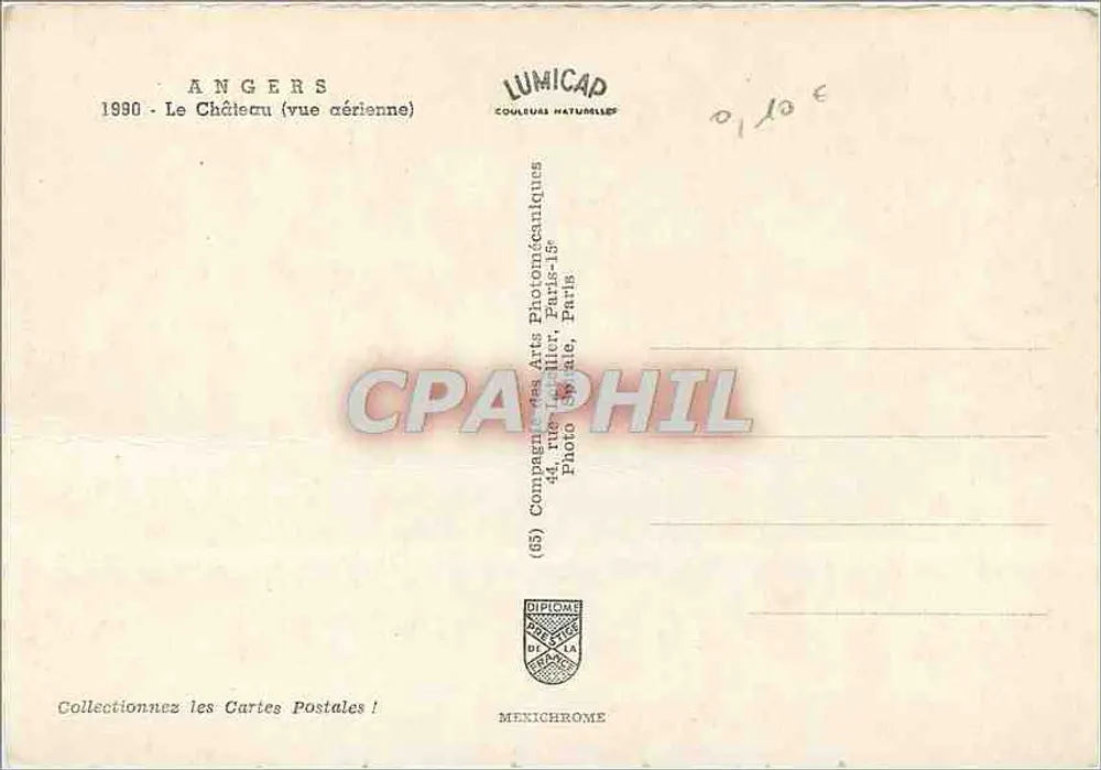 Angers — O Castelo (visão aérea) — LUMICAP - Verso