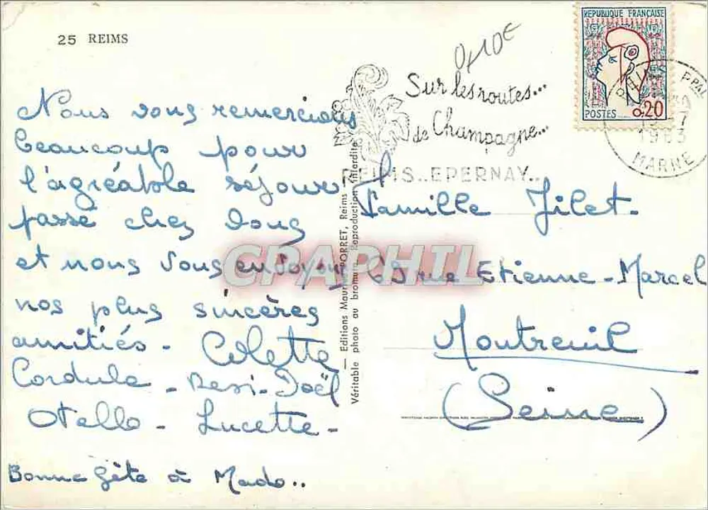 Reims — Colagem de monumentos e brasão — RLC - Verso