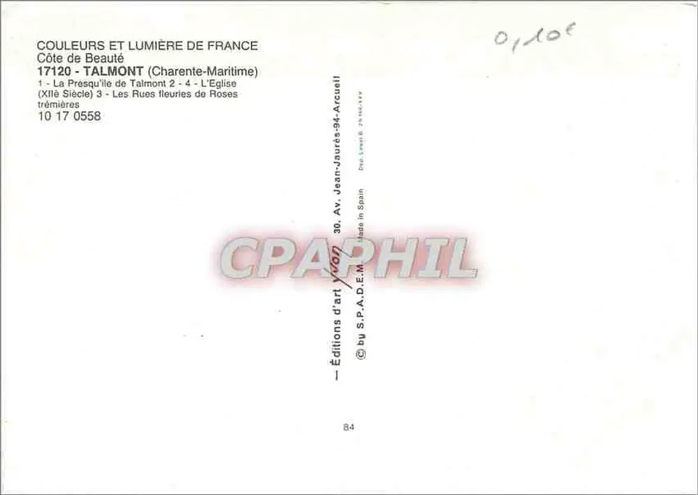 Talmont-sur-Gironde — Erinnerung an Talmont — Art-Edition Jean-Jaurès - Rückseite
