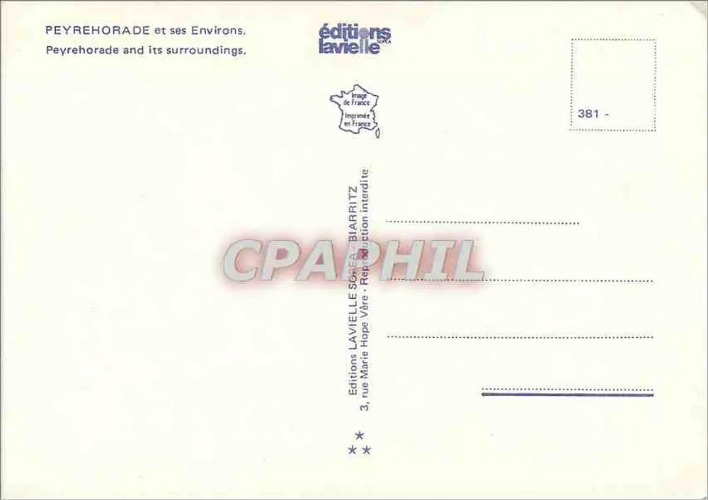Peyrehorade e seus arredores — edições Lavielle, n° 381 - Verso