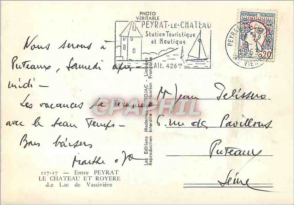Puteaux — See Vassivière — Éditions Peyrat - Rückseite