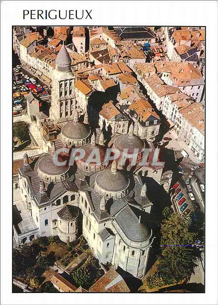 Périgueux — Luftbild der Kathedrale Saint-Front — Compas Carterie - Vorderseite