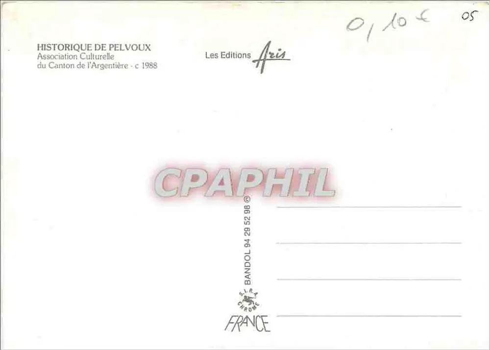 Pelvoux — Historisch — Les Editions Aris - Rückseite