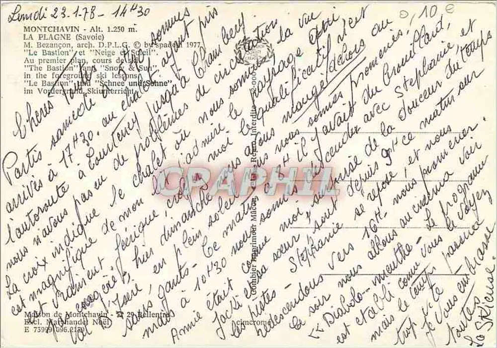 Montchavin — La Plagne (Savoie) — éditeur Spada 1977 - Verso