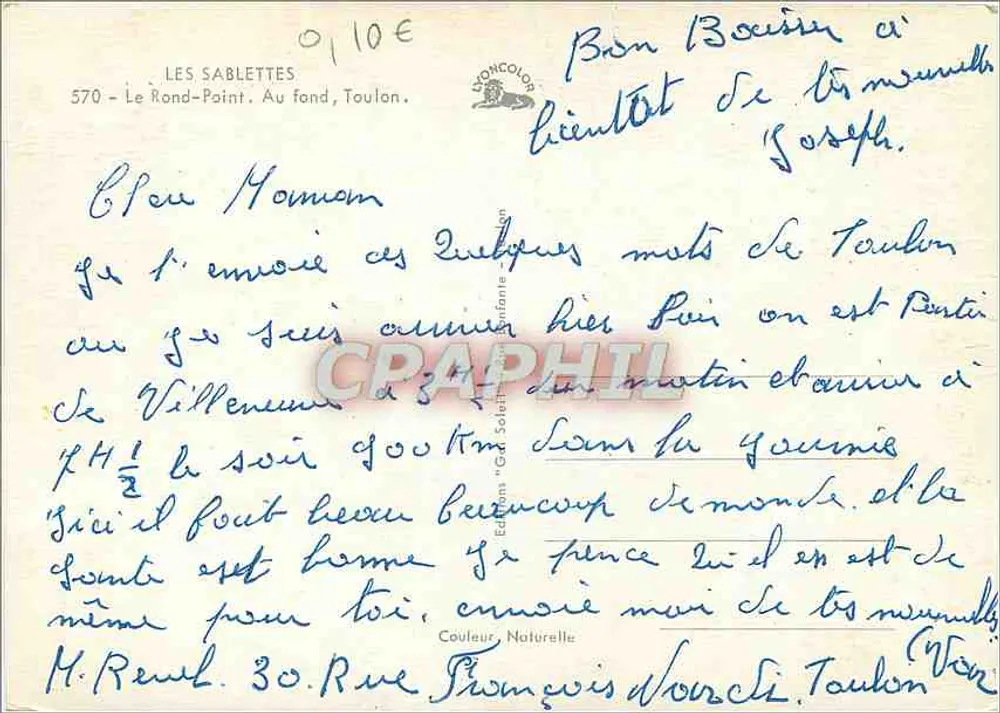Les Sablettes — Le Rond-Point, Toulon — Édition 'Les Sablettes' - Verso
