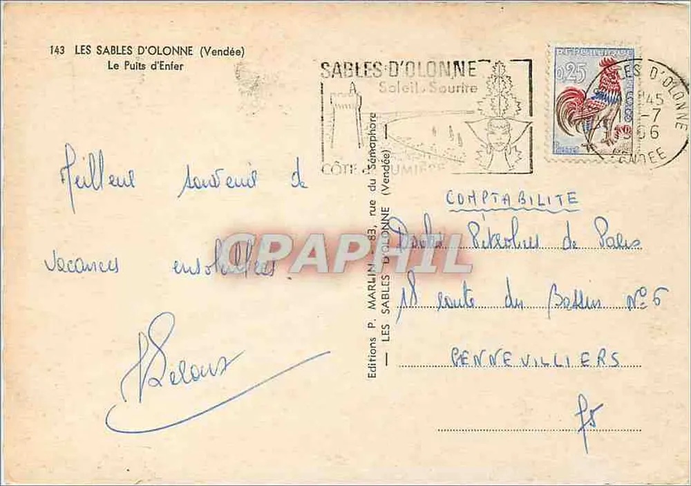 Les Sables-d'Olonne — Le Puits d'Enfer — Wydawnictwo P. Marlin - Rewers