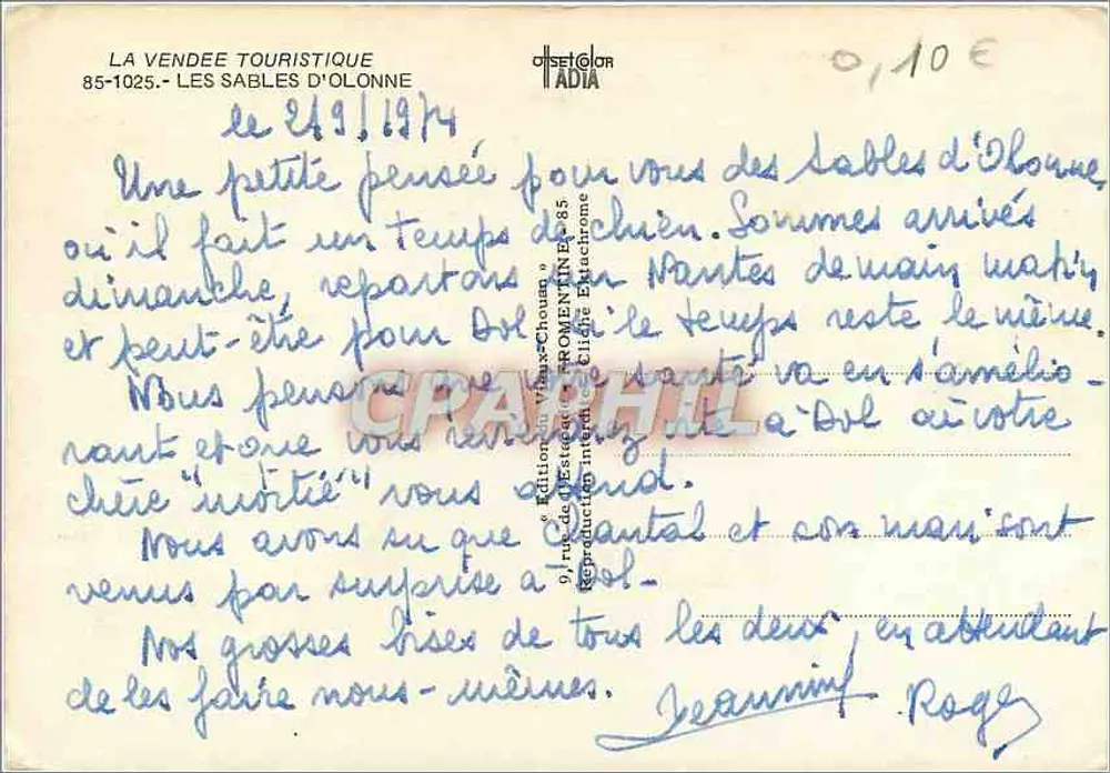 Les Sables d'Olonne — vista panorâmica com vela e torre — editor La Vendée Touristique - Verso