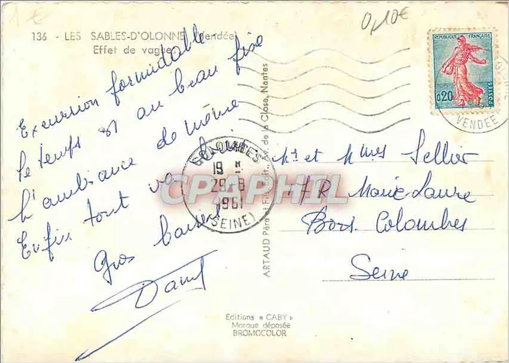 Les Sables-d'Olonne — Efeito de ondas — Edições Caby - Verso