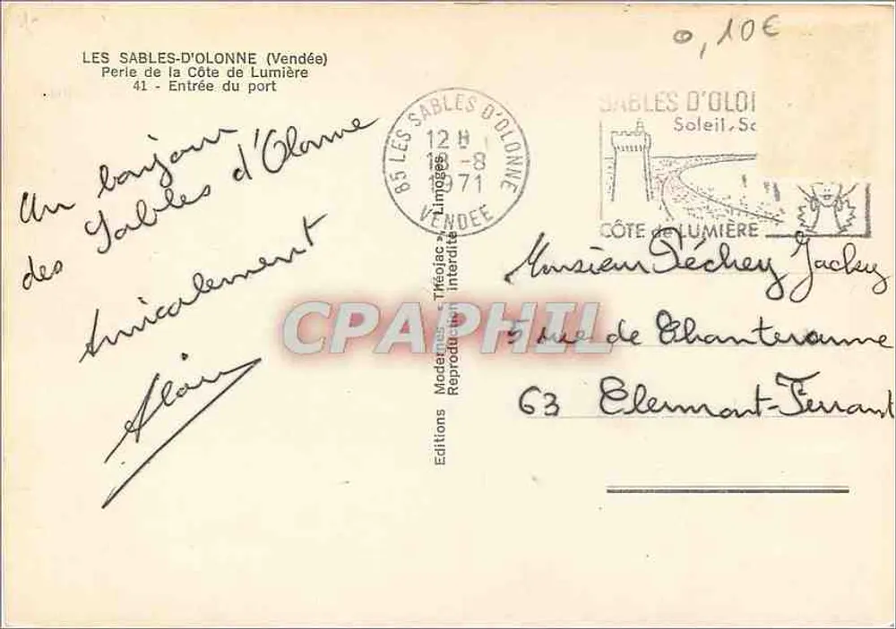 Les Sables-d'Olonne (Vendée) — Eingang zum Hafen — Éditions Tiffaïgues - Rückseite