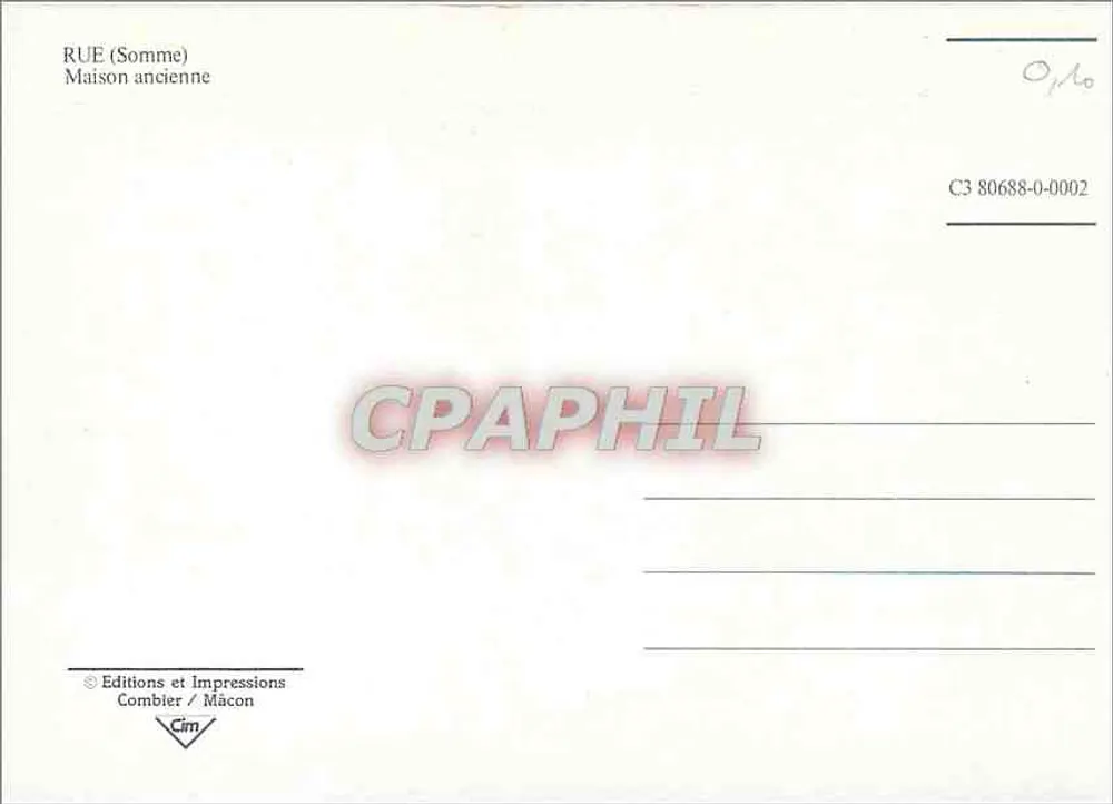 Rua — Casa antiga — Edições e Impressões Combier / Mâcon, n° C3 80688-0-0002 - Verso