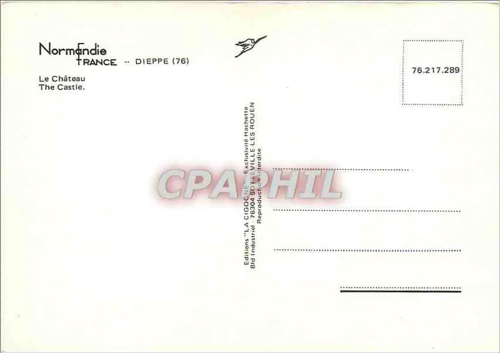 O castelo de Dieppe — Normandia — Edições 'LA CIGOGNE' - Verso