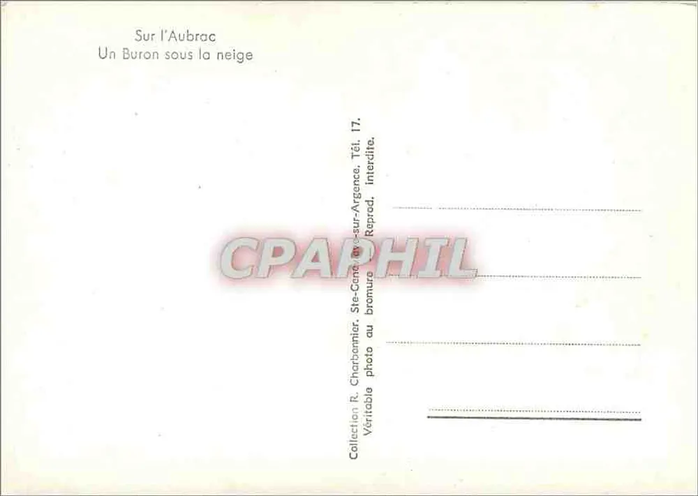 No Aubrac — Um Buron sob a neve — Coleção R. Charbonnier, Ste-Cécile-sur-Argeance - Verso