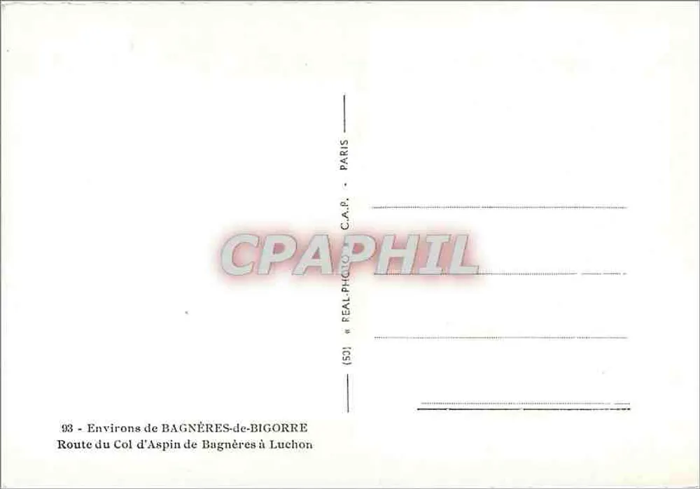 Route des Col d'Aspin — Umgebung von Bagnères-de-Bigorre — C.A.P. Paris - Rückseite