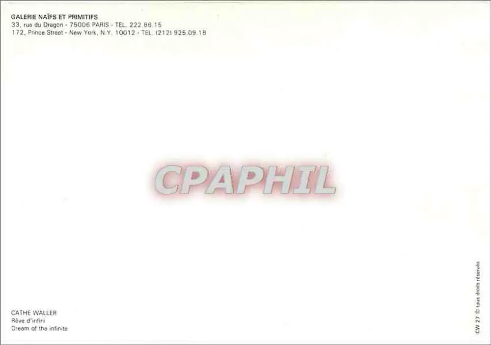 Cathé Waller — Sonho do infinito — Galeria Naïfs e Primitivos, n° CW 27 - Verso