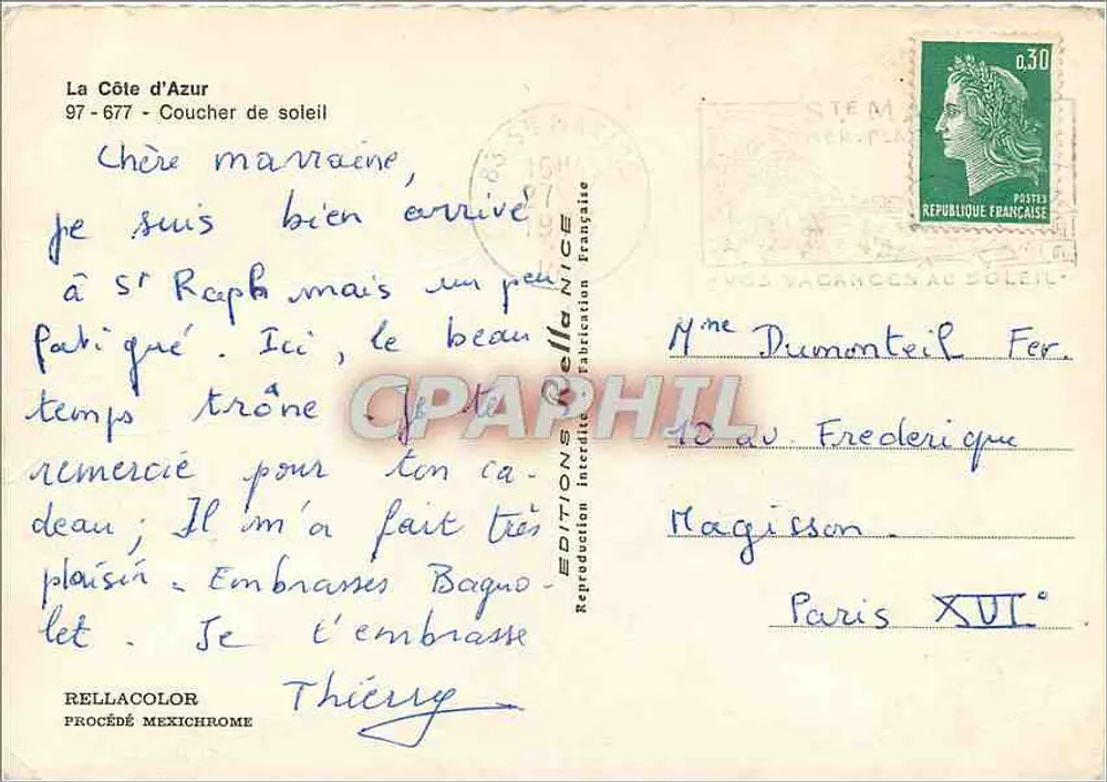 Saint-Raphaël — Pôr do sol — Éditions de la NICE, n° 97-677 - Verso