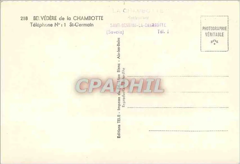 Ausblick von La Chambotte — Saint-Germain-la-Chambotte (Savoie) — Éditions TELÉ - Rückseite