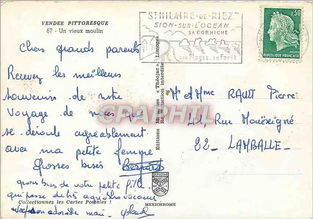 Saint-Hilaire-de-Riez — Um velho moinho — Edições Mexichrome - Verso