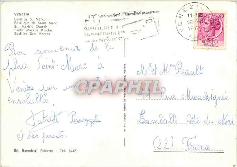 Place Saint-Marc — Basílica Saint-Marc — Ed. Benedetti Roberto - Verso