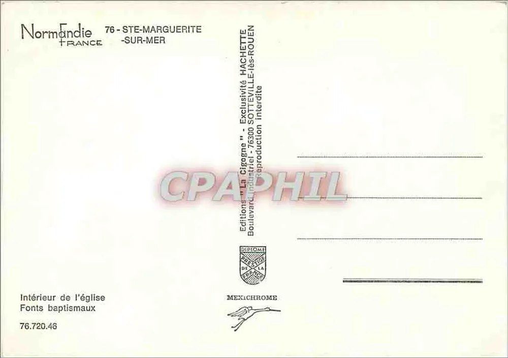 Innenansicht der Kirche — Taufbecken — Éditions Normandie - Rückseite