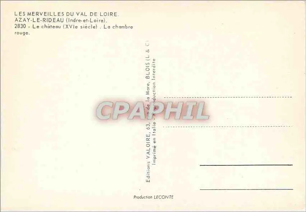 Azay-le-Rideau — Rote Zimmer — Éditions Valoire - Rückseite