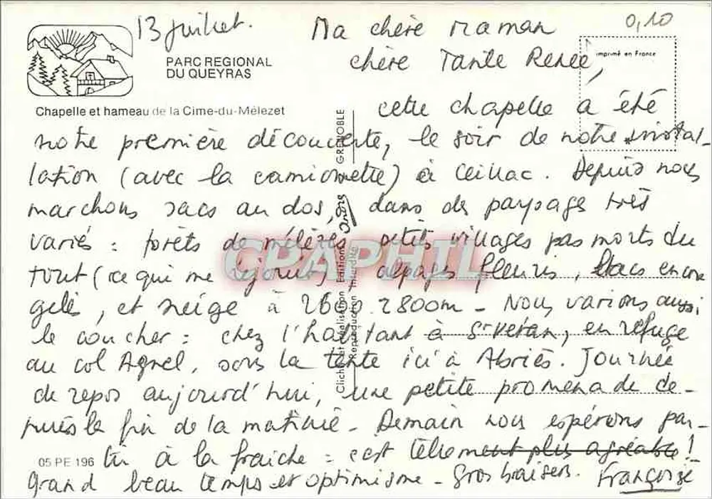 Kapelle und Dorf der Cime-du-Mélezet — Regionalpark Queyras — Verlag G. P. C. - Rückseite