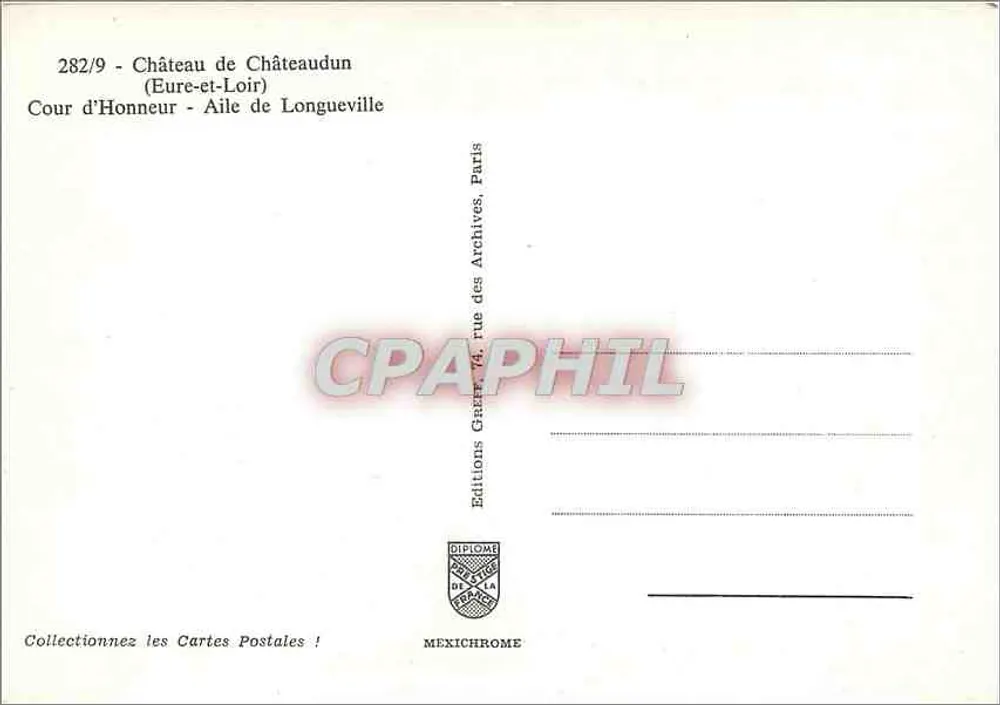 Schloss Châteaudun — Cour d'Honneur - Aile de Longueville — Editions Garett, Paris - Rückseite