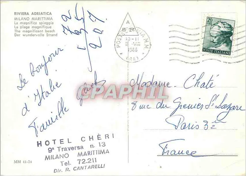 Adriatische Riviera — Milano Marittima — Hotel Chéri - Rückseite