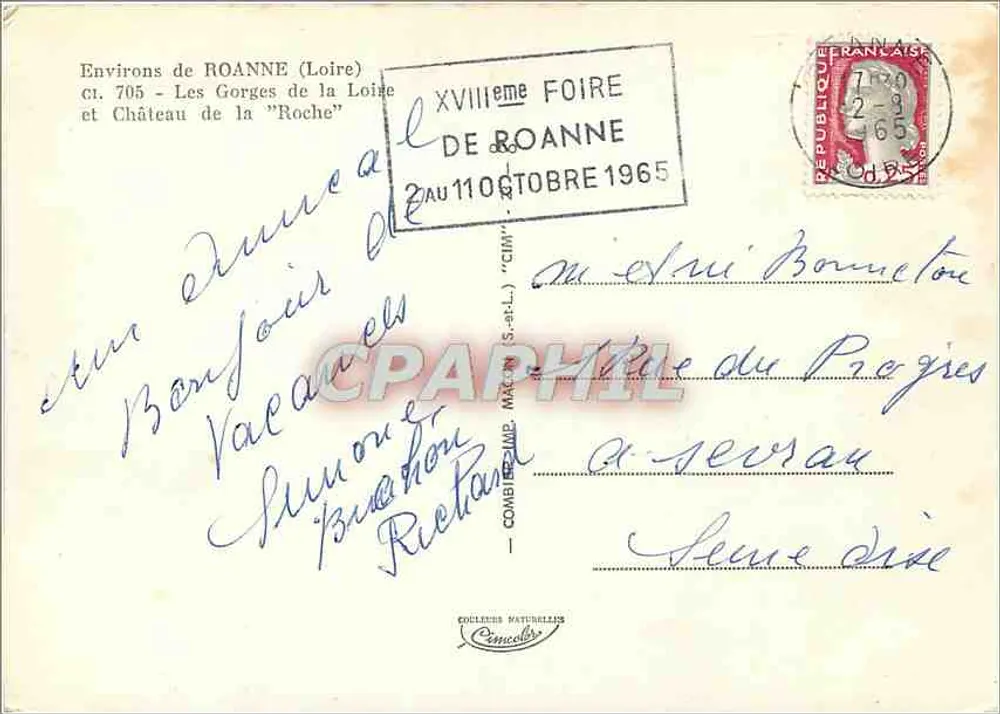 Die Schluchten der Loire — Schloss Roche — Moderne Ansichtskarte - Rückseite
