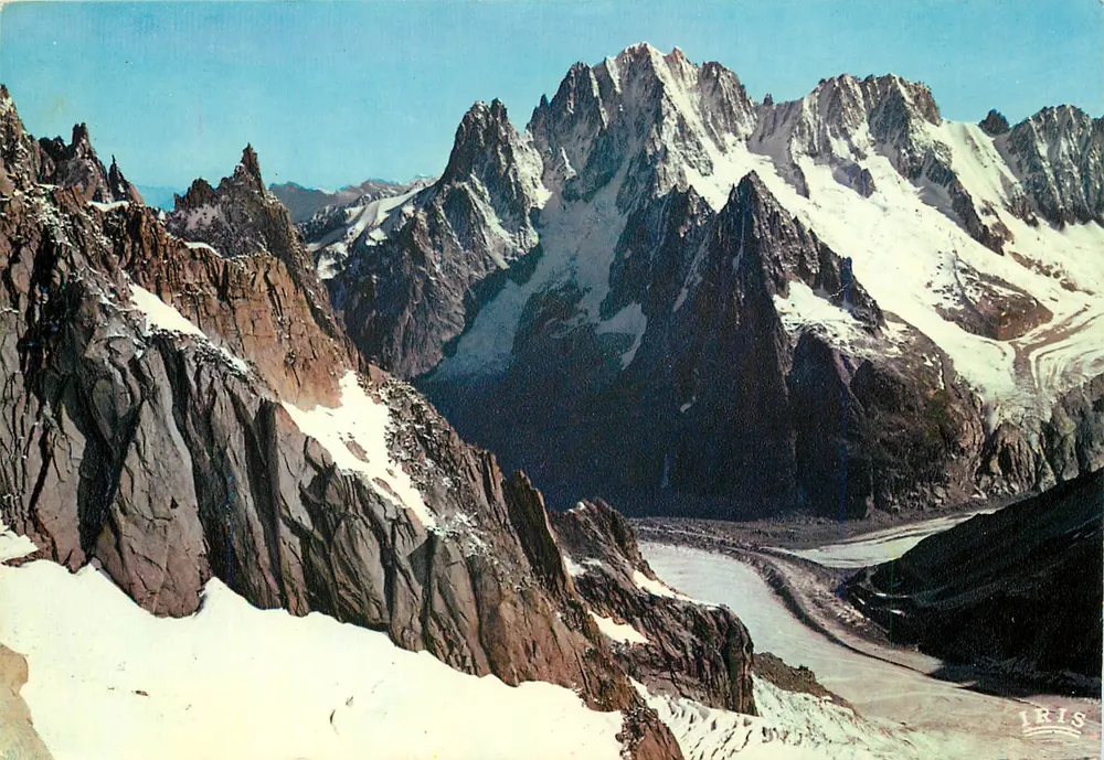 Mont Blanc — Ansicht der Drus, Dent du Requin, Vallée Blanche und Mer de Glace — Verlag LUMICAP - Vorderseite