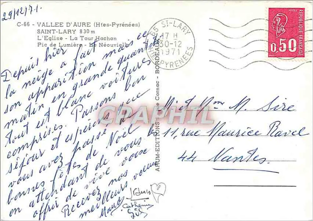 Saint-Lary — Winteransicht mit Kirche, Schloss und Bergen — A.R.U.M.-ÉDITIONS - Rückseite