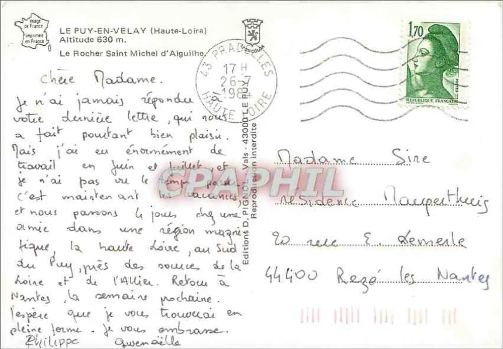 Der Felsen Saint-Michel — Puy-en-Velay (Haute-Loire) — Éditions D. Pignol - Rückseite
