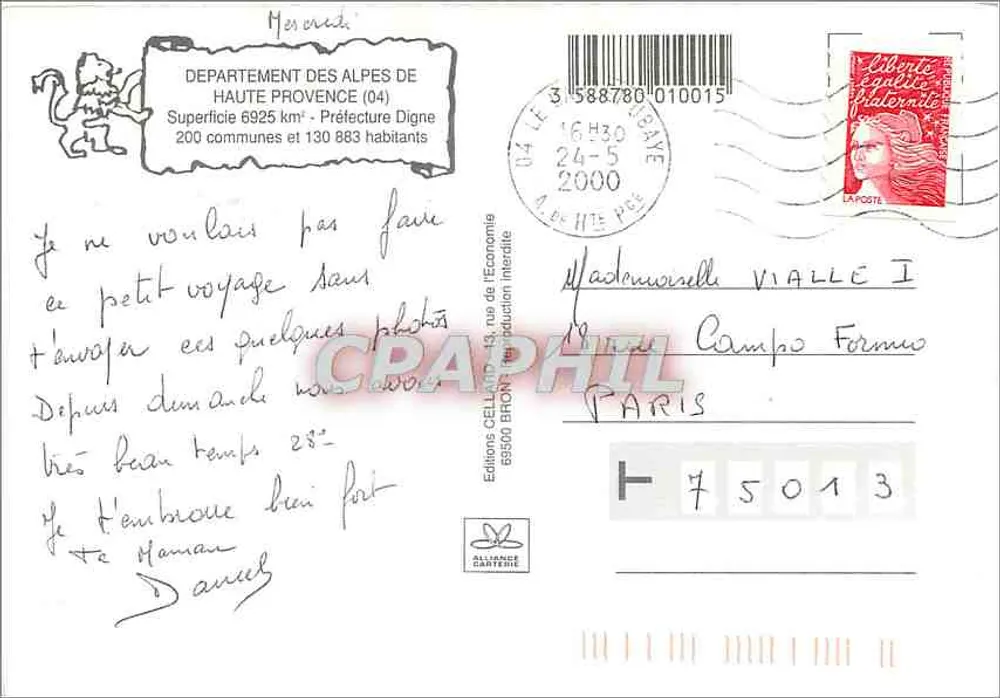 Alpes de Haute Provence — 04 — Éditions Cellan, 13, rue de l'Économie - Verso