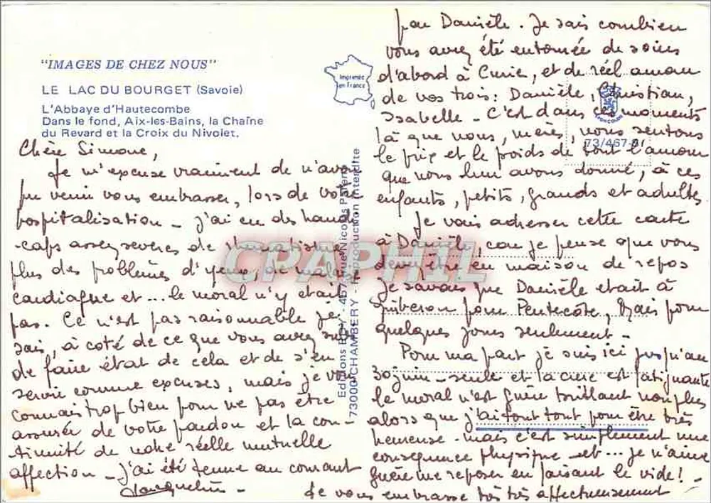 Le Reverd en Le Nivolet — uitzicht op het meer — Ed. E. Chambery - Achterkant
